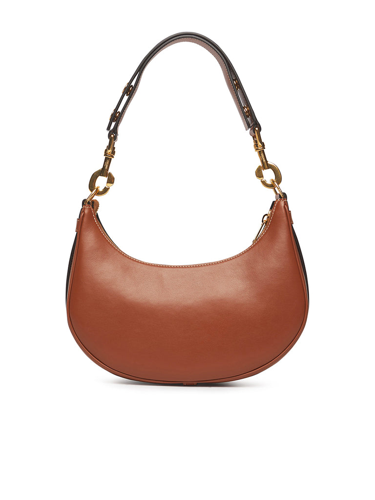 Medium Ava Strap Bag in Smooth Calfskin with Celine Embroidery Tan