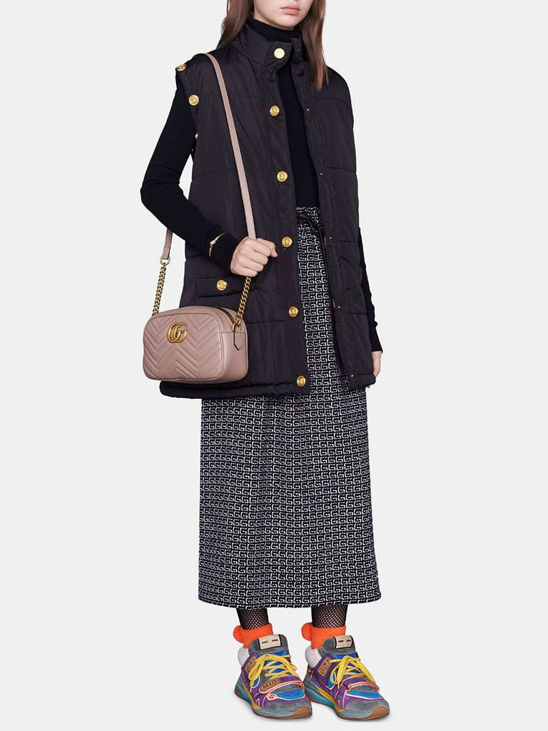 GG Marmont Small Matelassé Zipped Dusty Pink Shoulder Bag