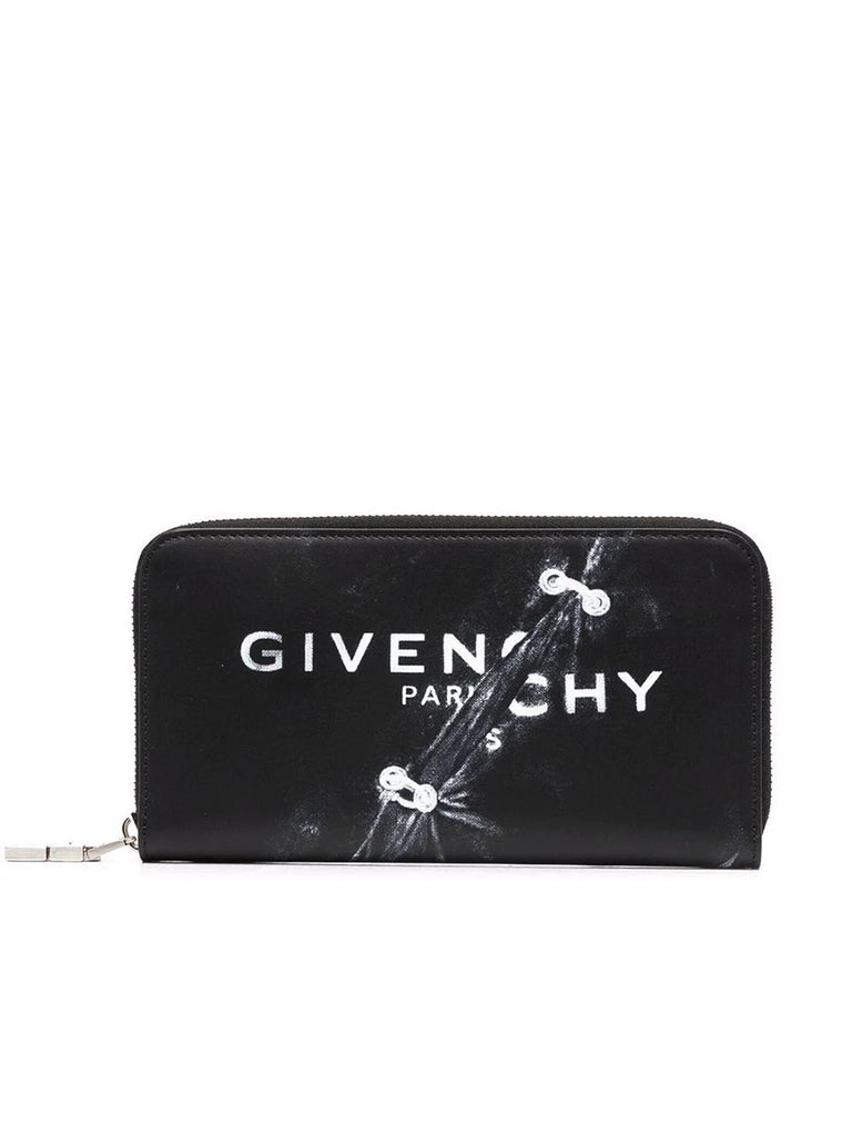 Trompe L'oeil Long Zipped Wallet in Leather