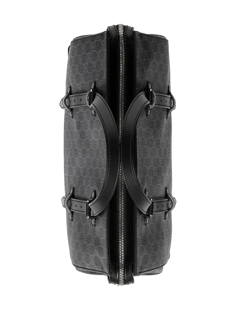 Gucci GG Supreme Canvas Leather Black and Grey Tote Bag