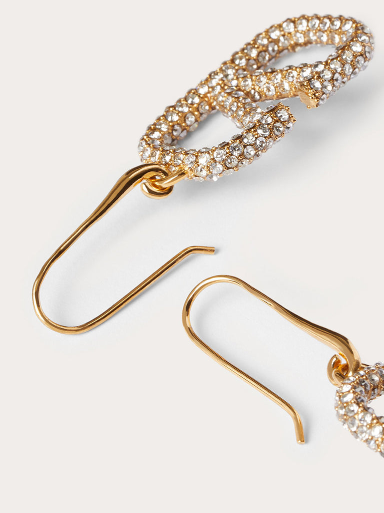 Vlogo Signature Earrings in Metal and Swarovski Crystals