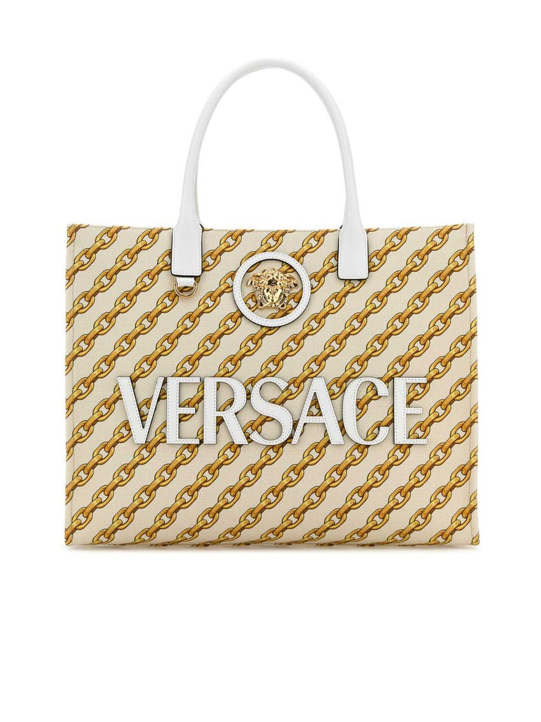 Embroidered Chain Stripes Tote 0
