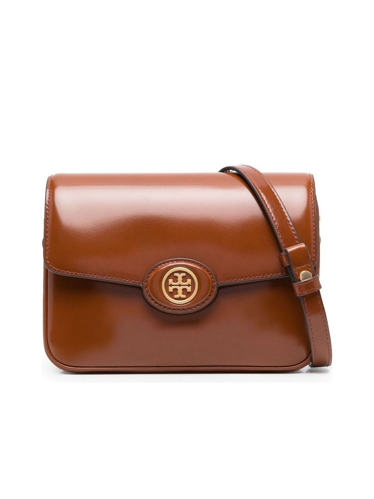 Goldtone Logo Leather Shoulder Bag 0