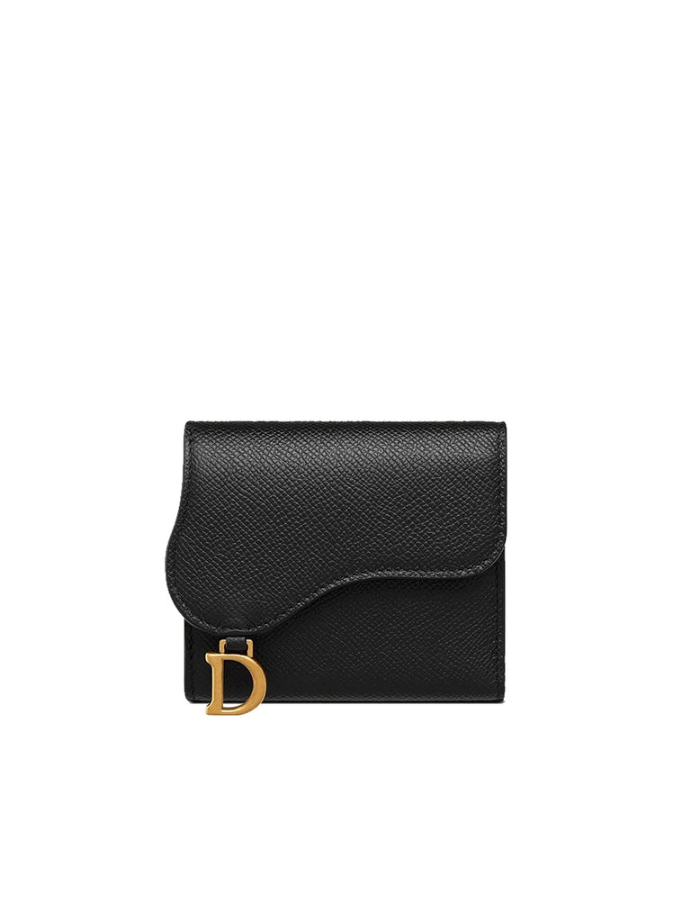 Saddle Lotus Wallet in Black Grained Calfskin – COSETTE