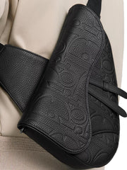Saddle Bag in Black Dior Gravity Leather and Black Grained Calfskin