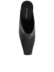 Leather Mules With Cylindrical Heel 1