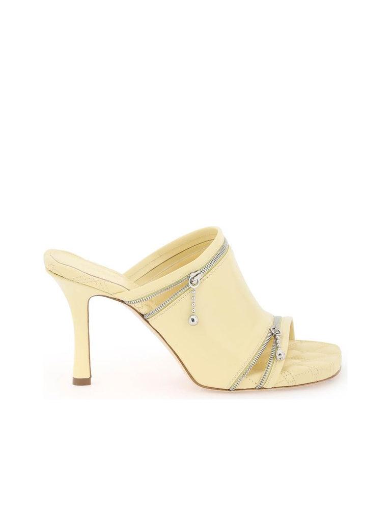 Glossy Leather Peep Mules 0
