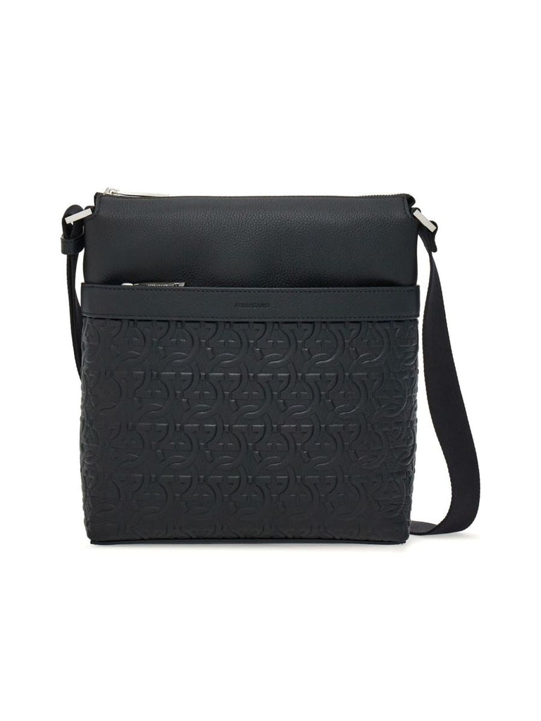Gancini Pebbled Texture Shoulder Bag 0