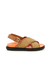 Leather And Raffia Fussbett Sandals 0