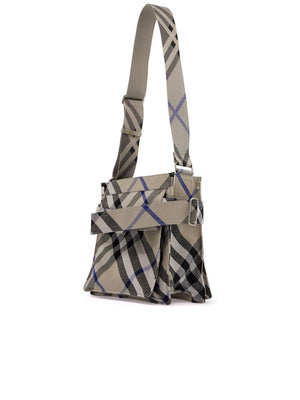 【BURBERRY】SMALL TRENCH TOTE チェック柄ショルダー Small Trench Tote in Military - Men, Cotton Gabardine