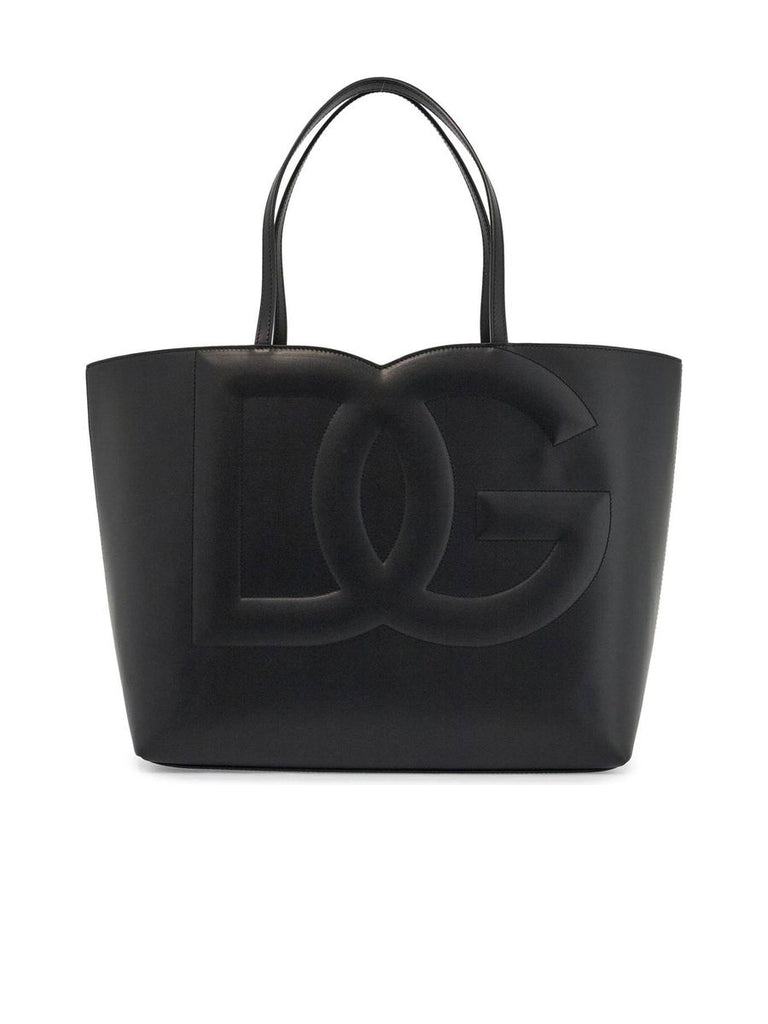 Calfskin Shopping Bag With Embossed Logo 0