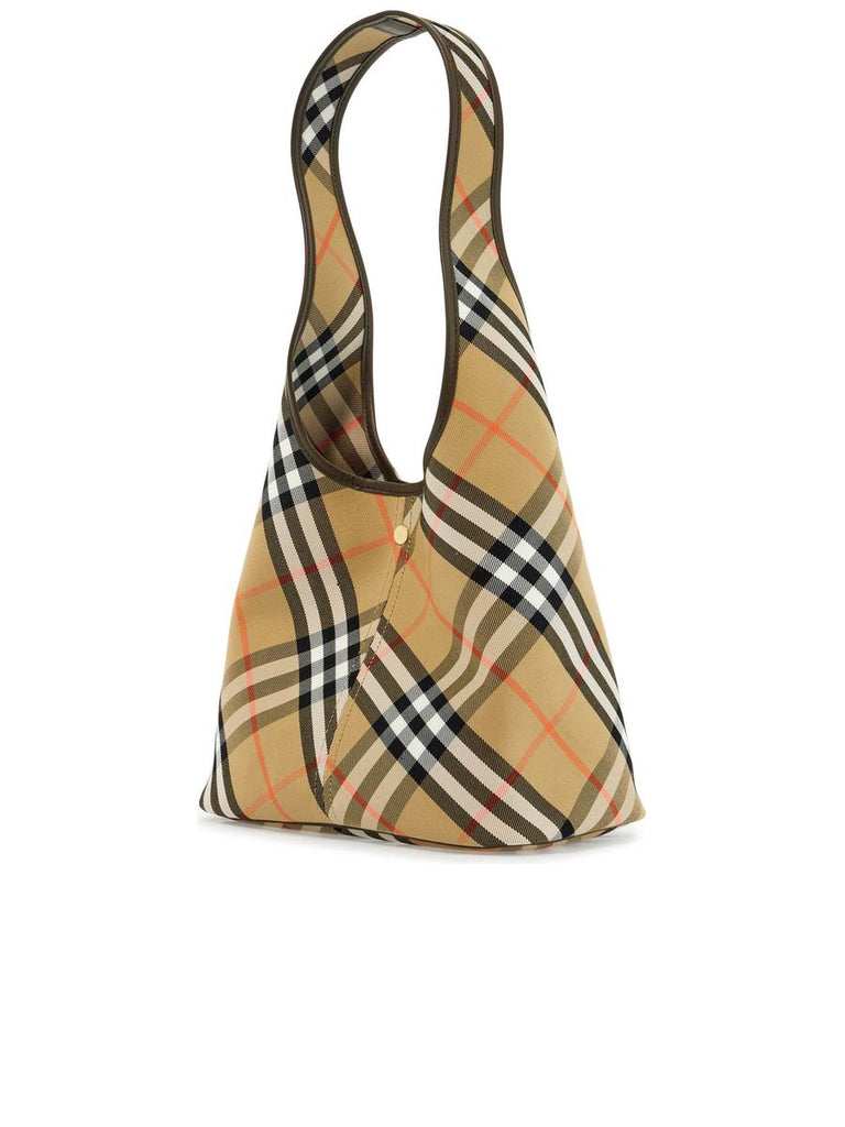 Large Shoulder Bag With Check Pattern And Coordinated Pouch 1