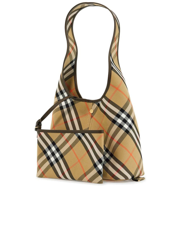 Large Shoulder Bag With Check Pattern And Coordinated Pouch 2