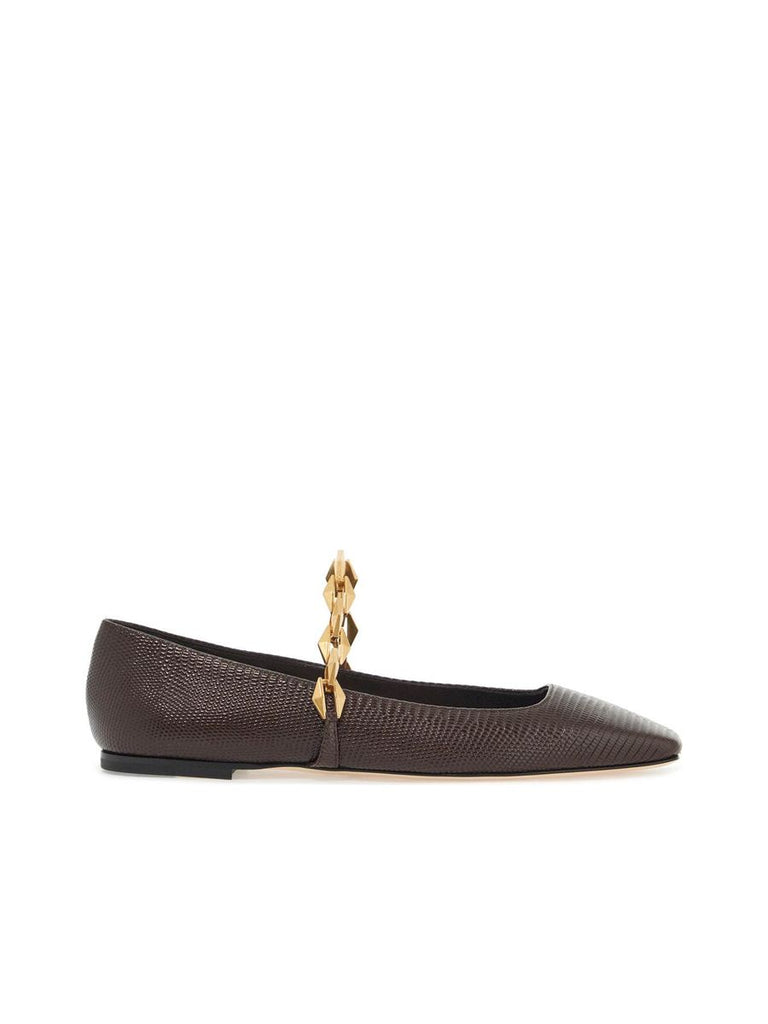 Tilda Lizard Print Leather Ballerinas 0