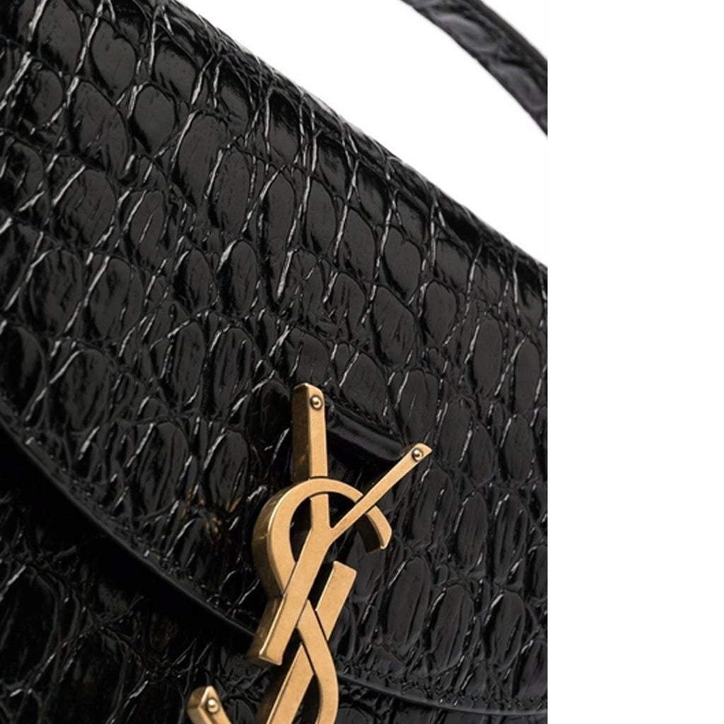 Kaia Small Satchel in Shiny Crocodile Embossed