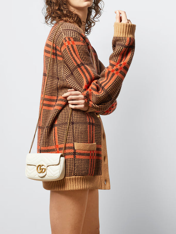 GG Marmont Super Mini Matelassé White Leather Shoulder Bag – COSETTE