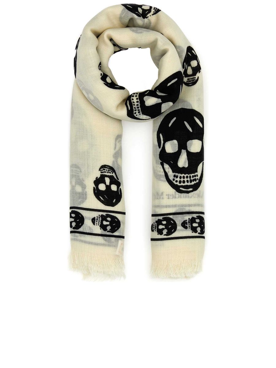 スカーフ alexander mcqueen Embroidered wool foulard Embroidered Wool Foulard – COSETTE