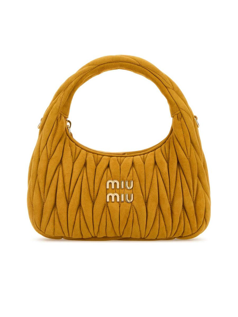 Suede Handbag With Golden Metal Finishing 0