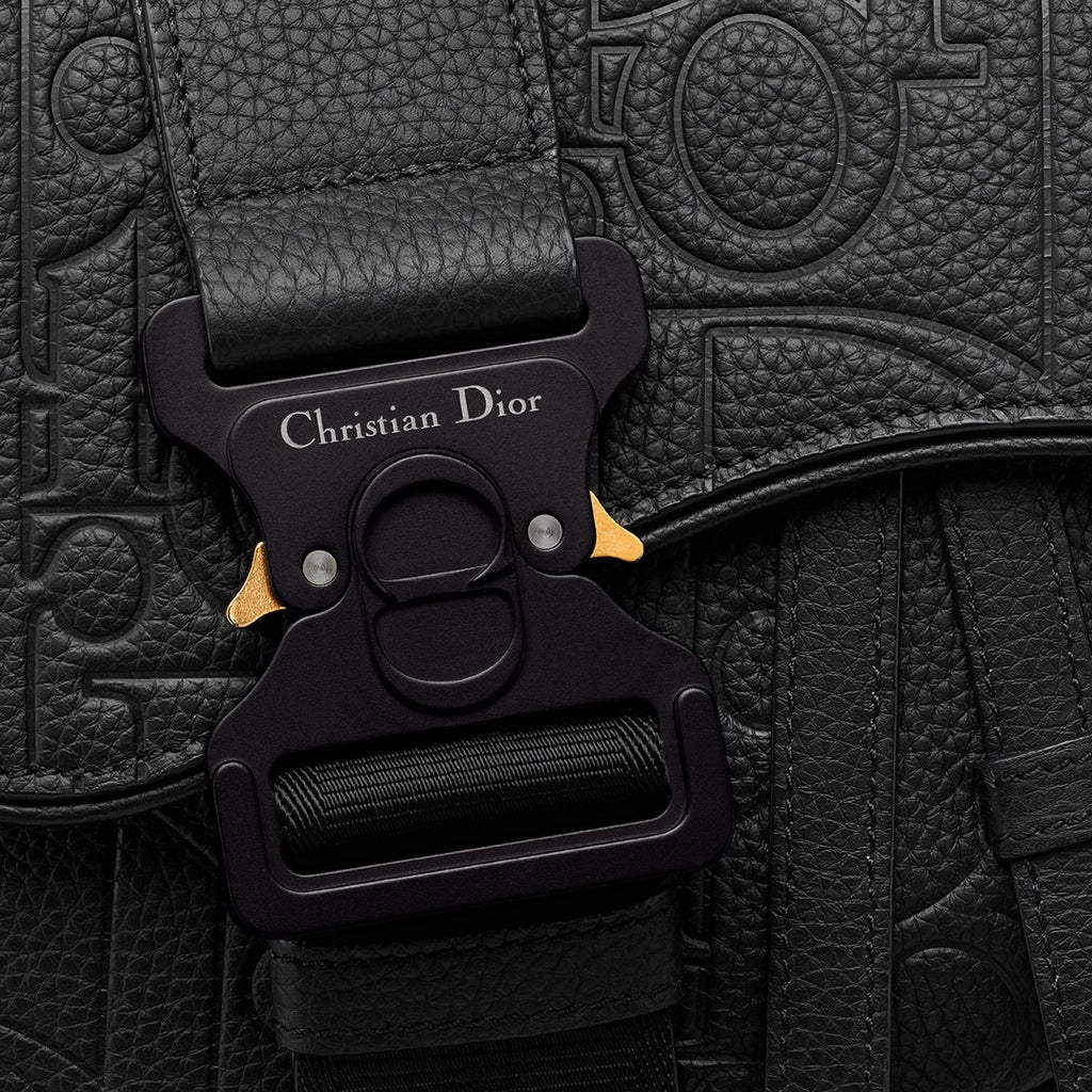 Saddle Bag in Black Dior Gravity Leather and Black Grained Calfskin