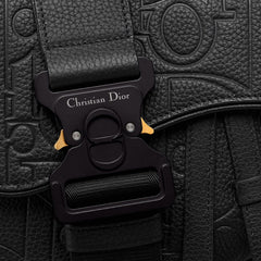 Saddle Bag in Black Dior Gravity Leather and Black Grained Calfskin