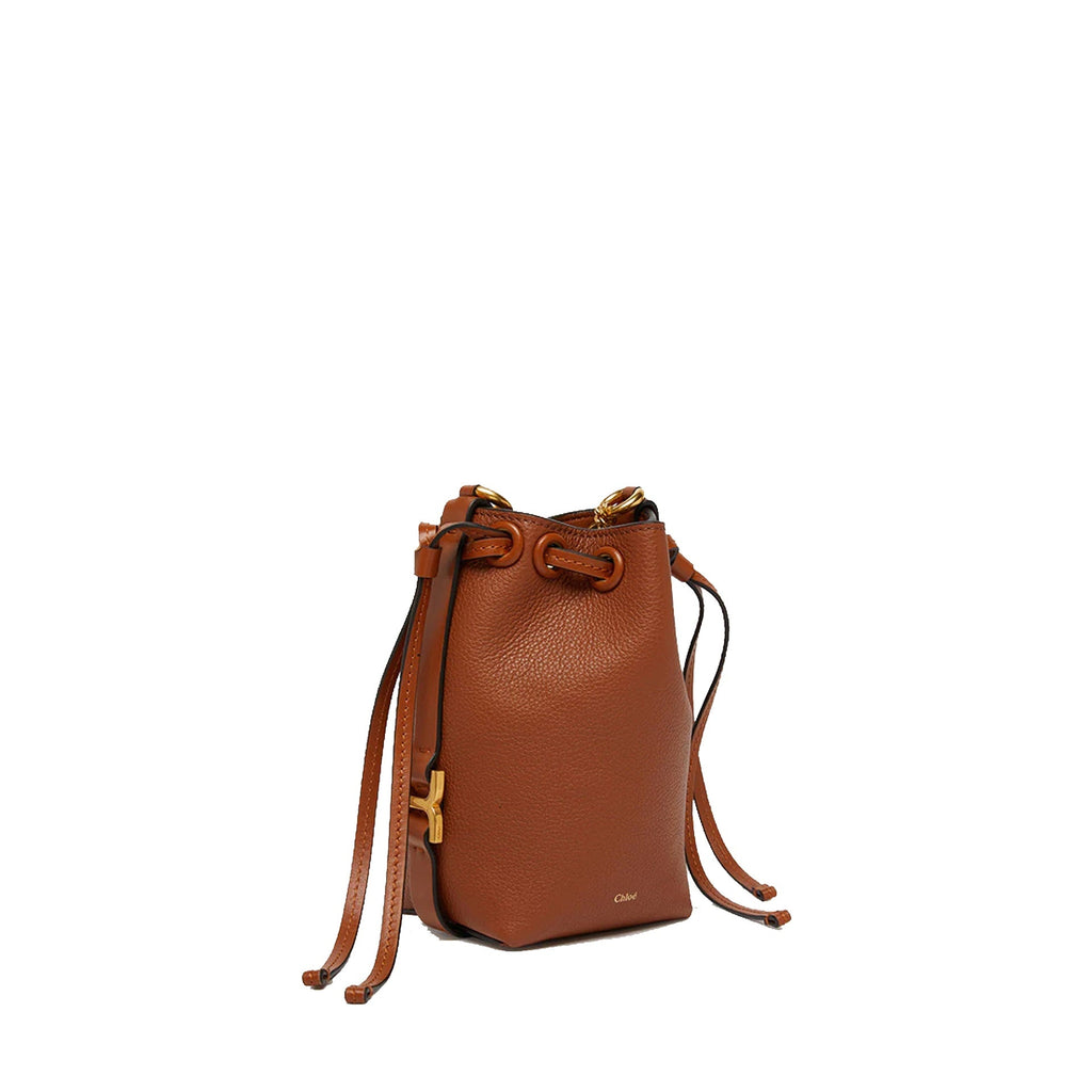 Micro Marcie Bucket Bag in Grained Leather