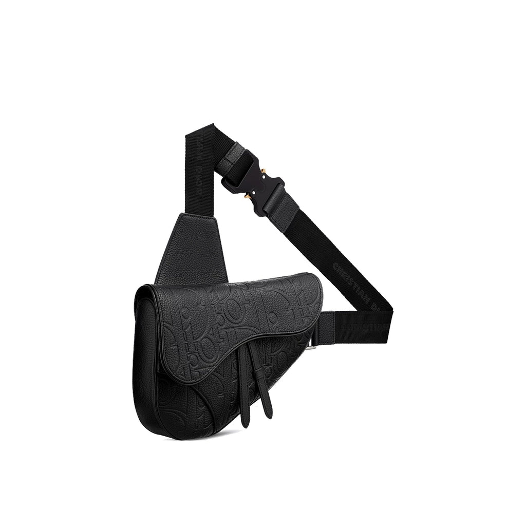 Saddle Bag in Black Dior Gravity Leather and Black Grained Calfskin
