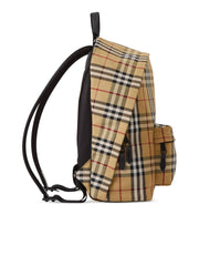 Vintage Check Pattern Backpack with Quilted Panels 2