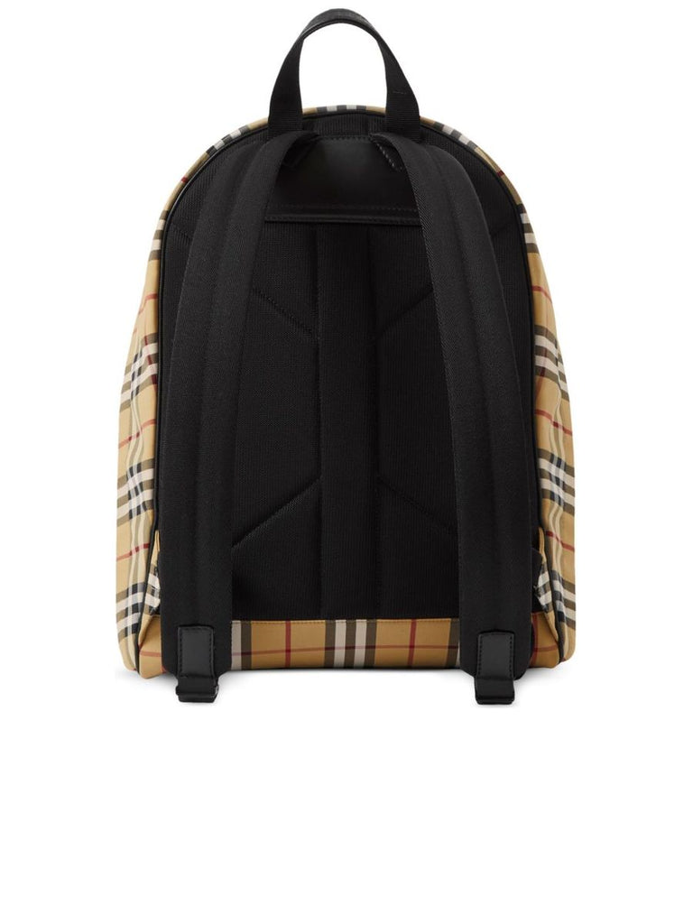 Vintage Check Pattern Backpack with Quilted Panels 3