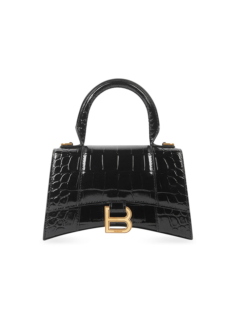 Hourglass XS Handbag Crocodile Embossed In Black
