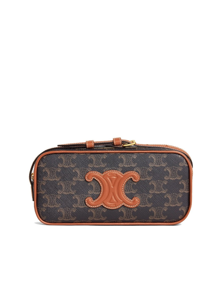 Camera Shoulder Bag Cuir Triomphe in Triomphe Canvas and Calfskin