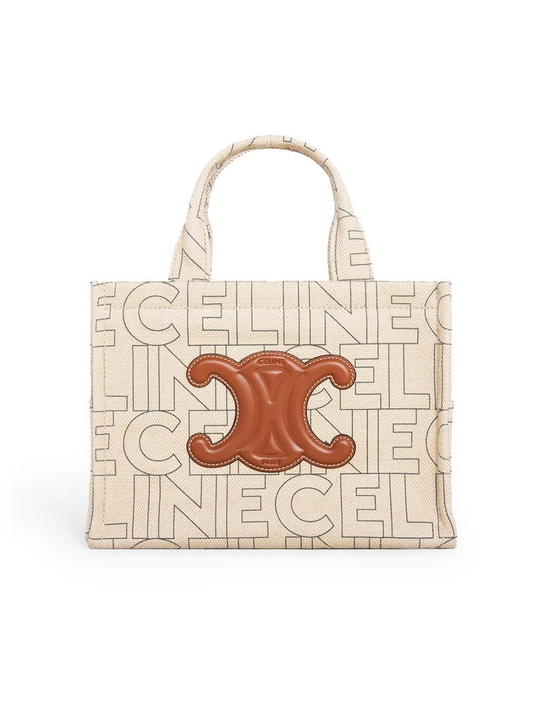 Small Cabas Thais in Textile with Celine All-Over Print Natural/Tan