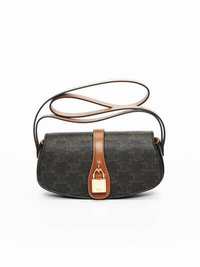 Celine Tabou Triomphe Canvas And Calfskin Clutch On Strap
