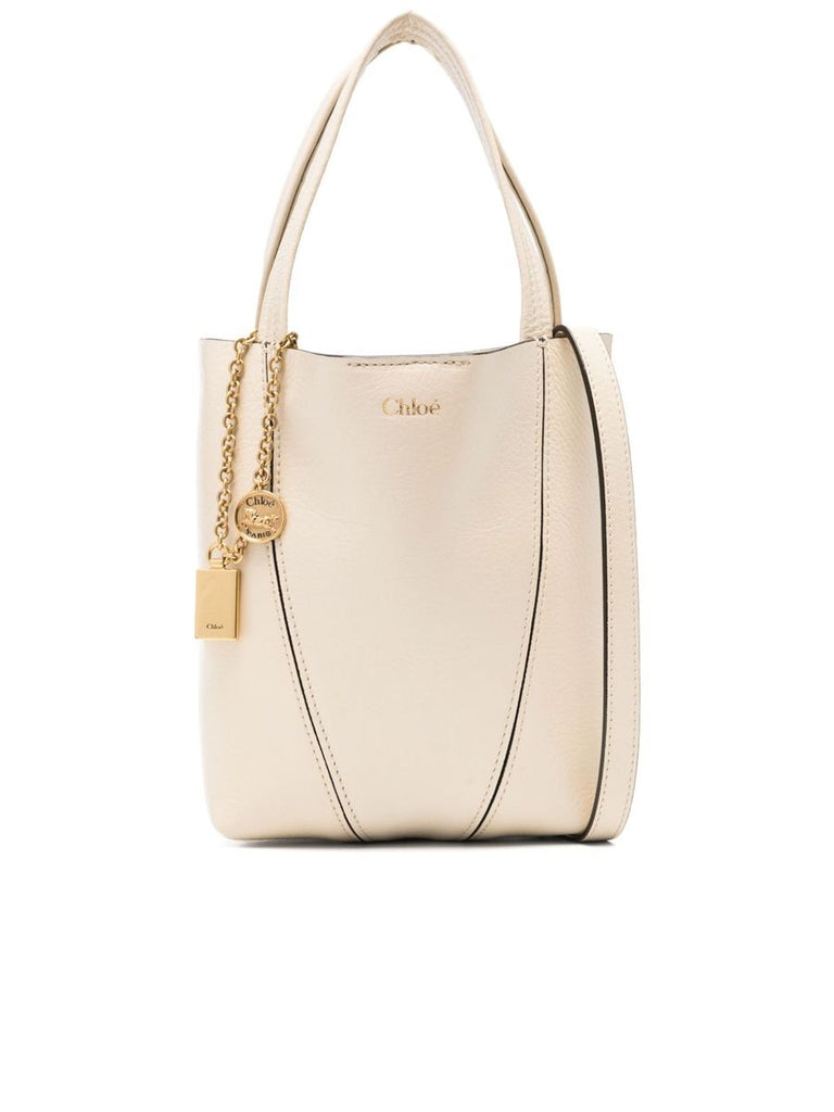 Beige Leather Shopper 0