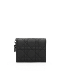 Mini Lady Dior Wallet in Black Ultramatte Cannage Calfskin