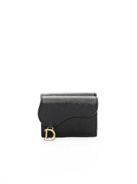 Saddle Lotus Wallet in Black Grained Calfskin COSETTE