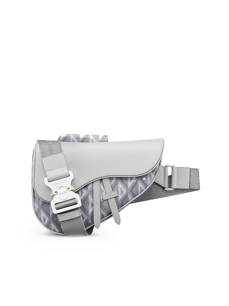 Dior Saddle Bag in Gray CD Diamond Canvas and Smooth Calfskin