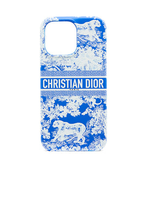 Dior Case Iphone 13 Pro in Fluorescent Blue Toile de Jouy