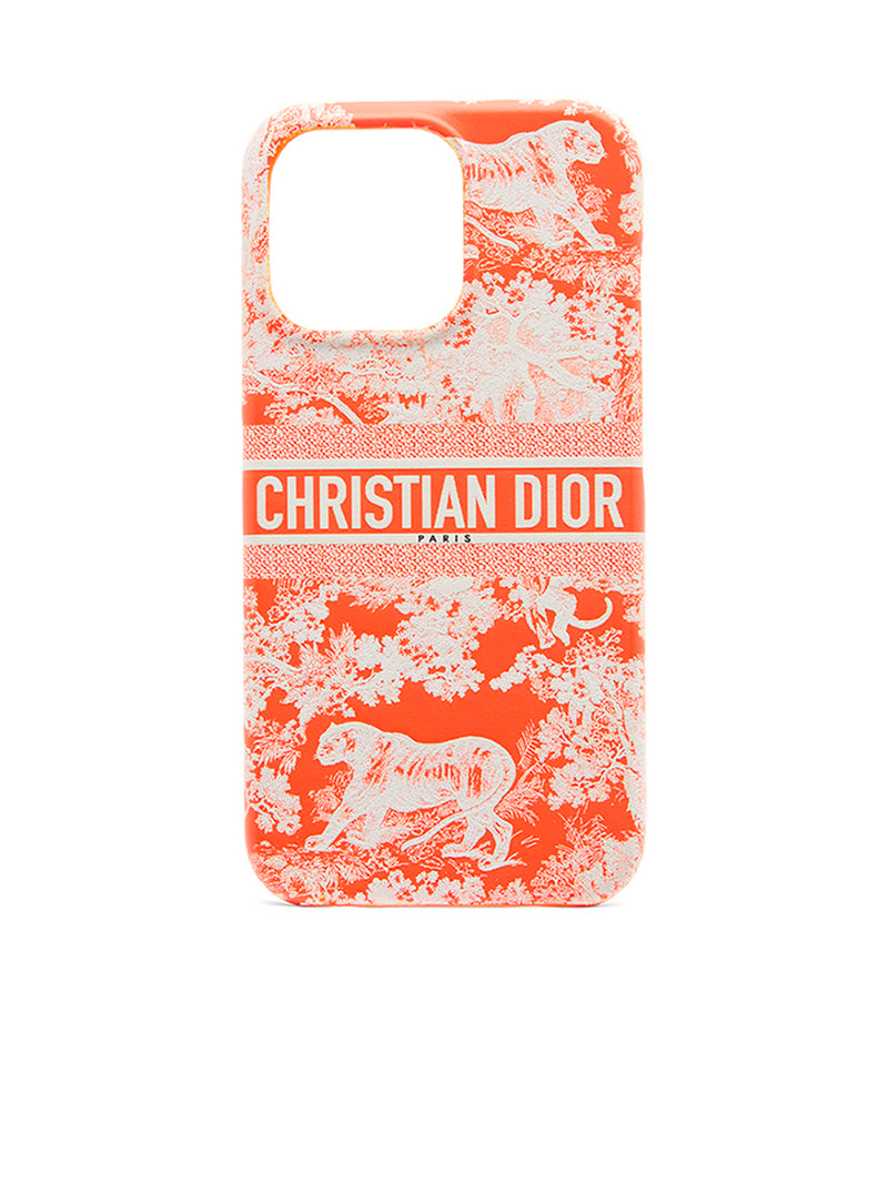 Dior Case Iphone 13 Pro in Fluorescent Orange Toile de Jouy COSETTE