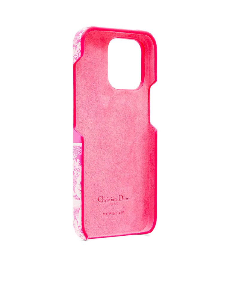 Dior Case Iphone 13 Pro in Fluorescent Pink Toile de Jouy