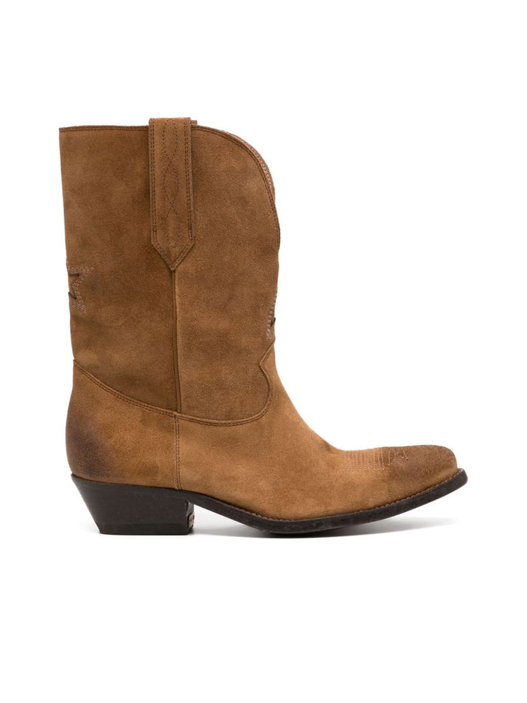 Embossed Suede Cuban Heel Boots 0