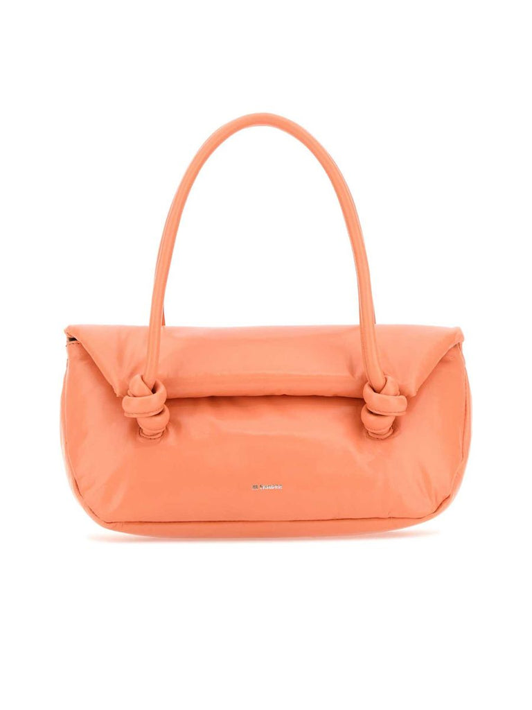 Peach Leather Knot Handle Handbag 0