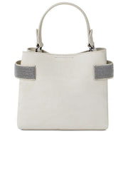 Leather Debossed Logo Magnetic Handbag 4