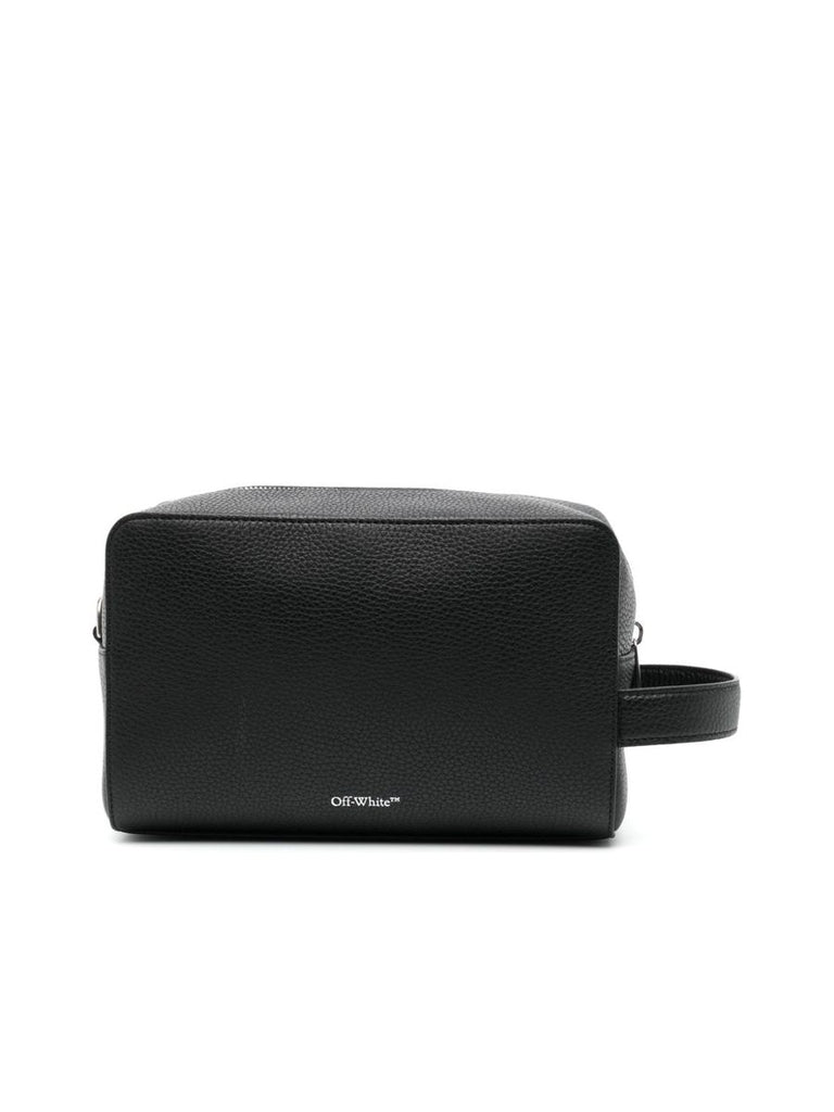 Diagonal Stripe Pebbled Leather Pouch 0