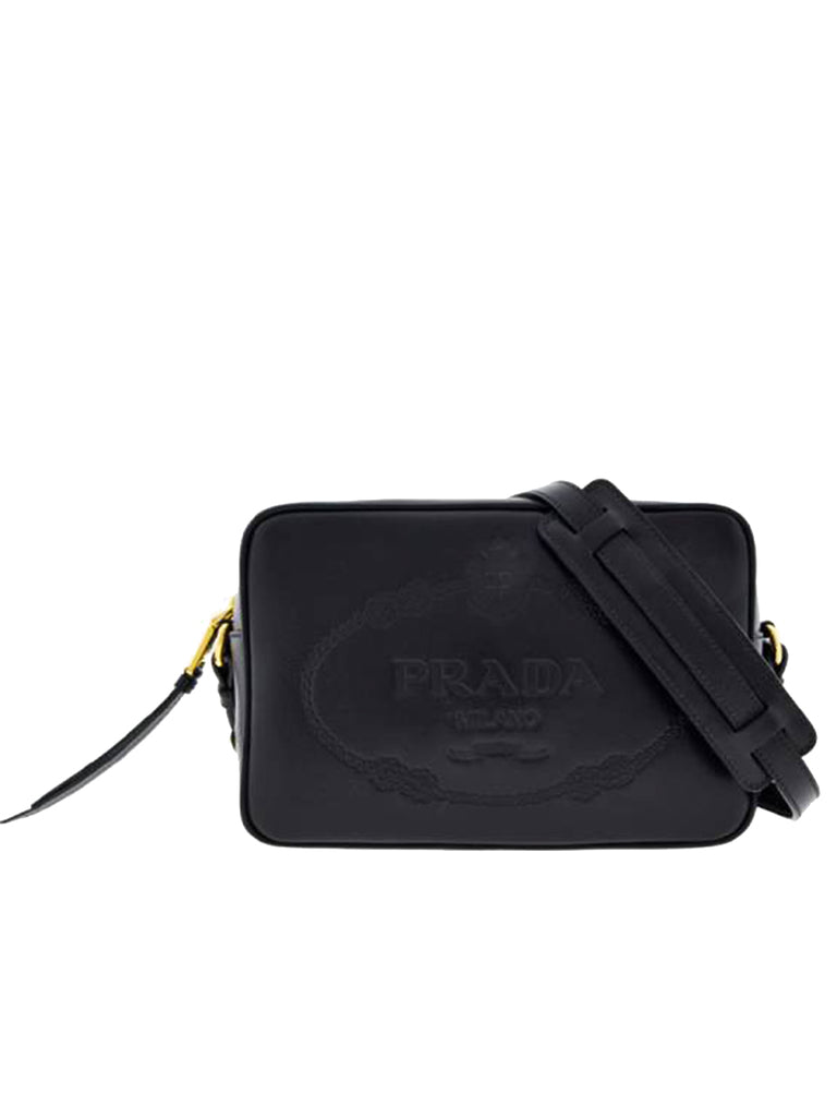 Prada - Black Embossed Logo Leather Camera Bag