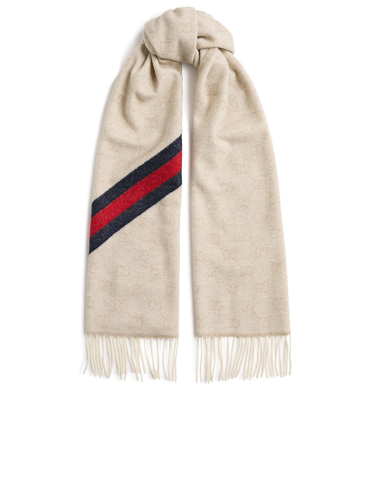Gucci GG Jacquard Pattern with Web Knitted Scarf