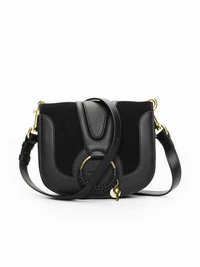 Hana Leather & Suede Shoulder Bag in Black