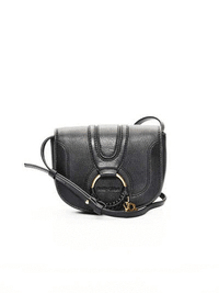 Mini Hana Grained Leather Shoulder Bag in Black