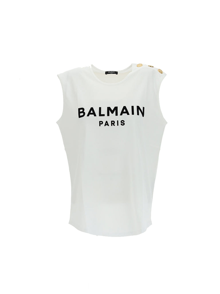Eco-Designed Cotton T-Shirt with Balmain Logo Print