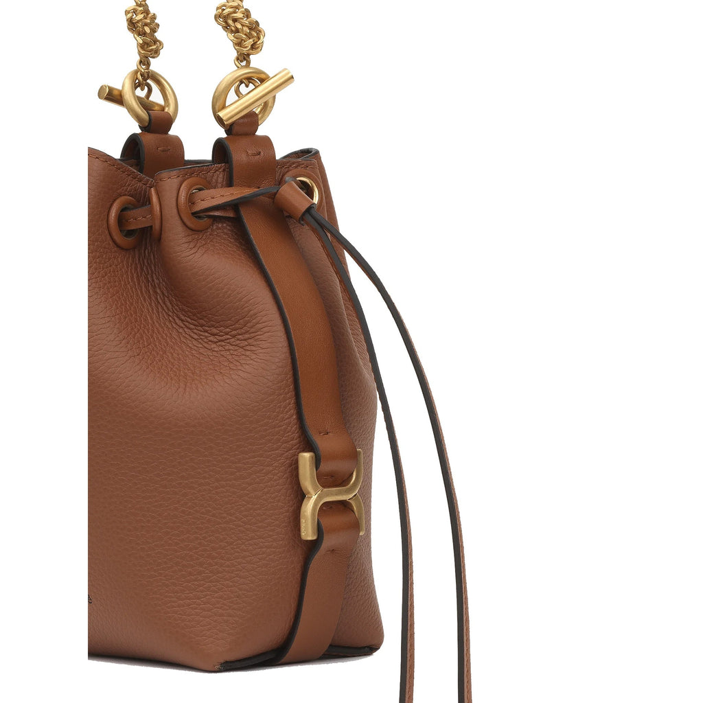 Micro Marcie Bucket Bag in Grained Leather