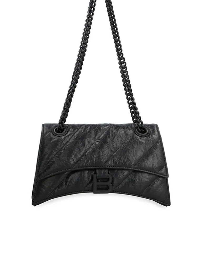 Crush Small Chain Shoulder Bag Quilted in Black